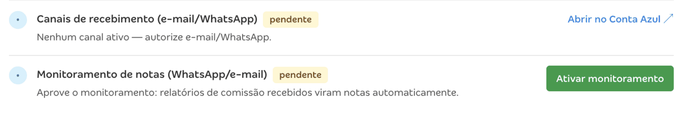 Itens de WhatsApp e e-mail