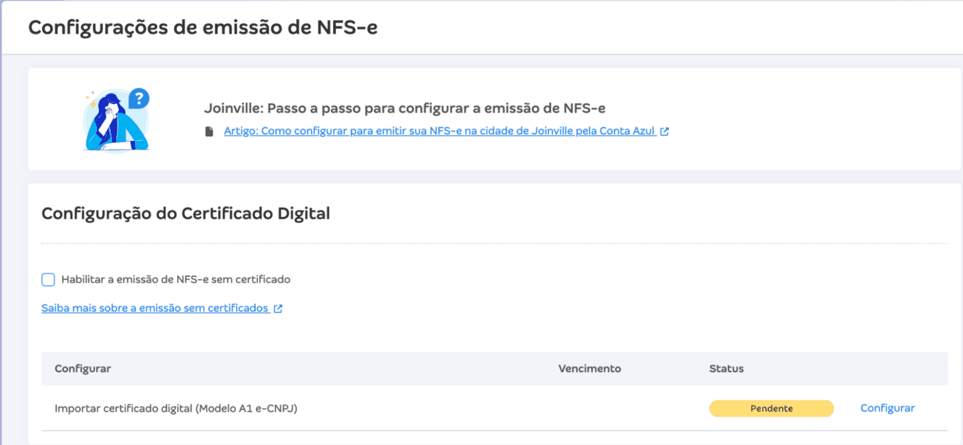 Configurações de emissão de NFS-e