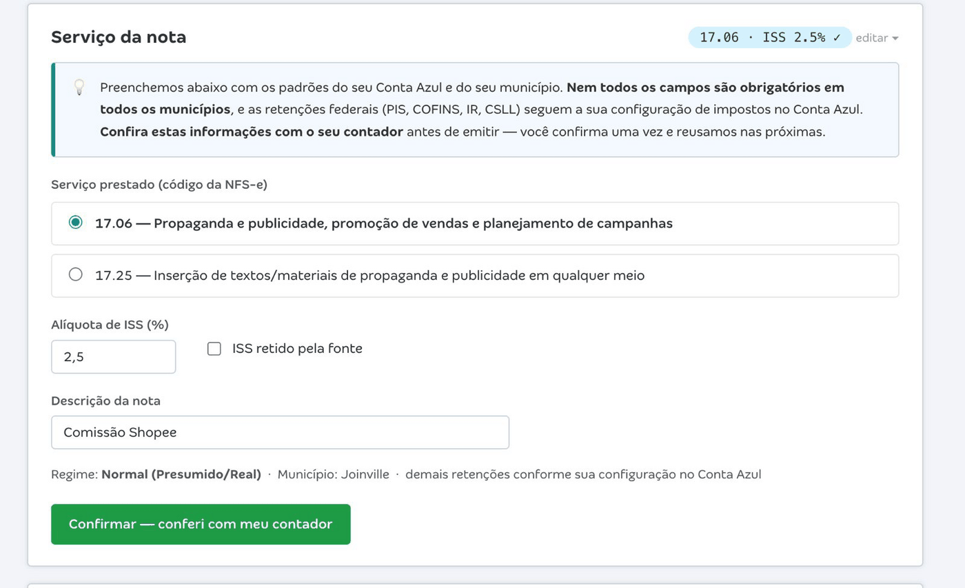 Serviço da nota